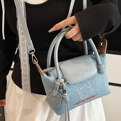 Korean niche design single-shoulder handbag for women, 2025 new style denim high-end crossbody bag, dumpling bag full figure