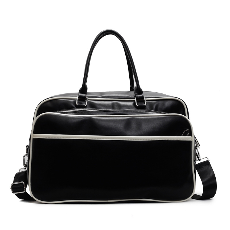 Large-capacity hand-held soft leather-like travel bag, business trip short-distance luggage bag, multi-layer storage, outdoor sports bag Item Picture