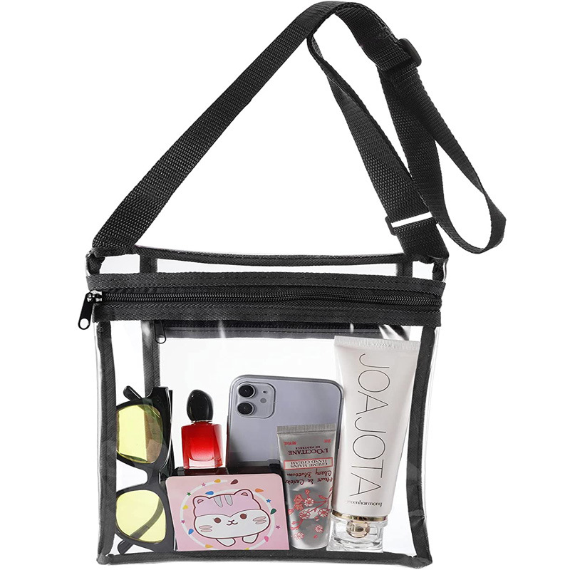 Amazon transparent PVC crossbody bag with adjustable shoulder strap, stadium transparent bag, outdoor travel and sports storage bag details Picture