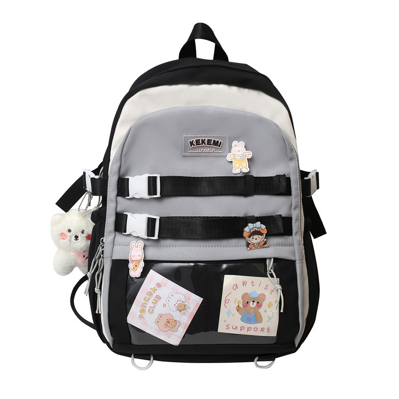 Harajuku large-capacity schoolbag for girls, a Korean version of junior and senior high school students with contrasting colors, a cute and good-looking large-capacity backpack Item Picture