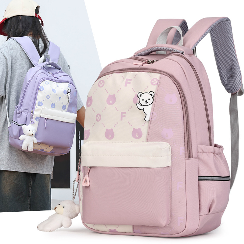 Large-capacity girl backpacks for grades three to six in primary and secondary schools, cartoon multi-layer backpacks for junior high school students, durable and lightweight full figure