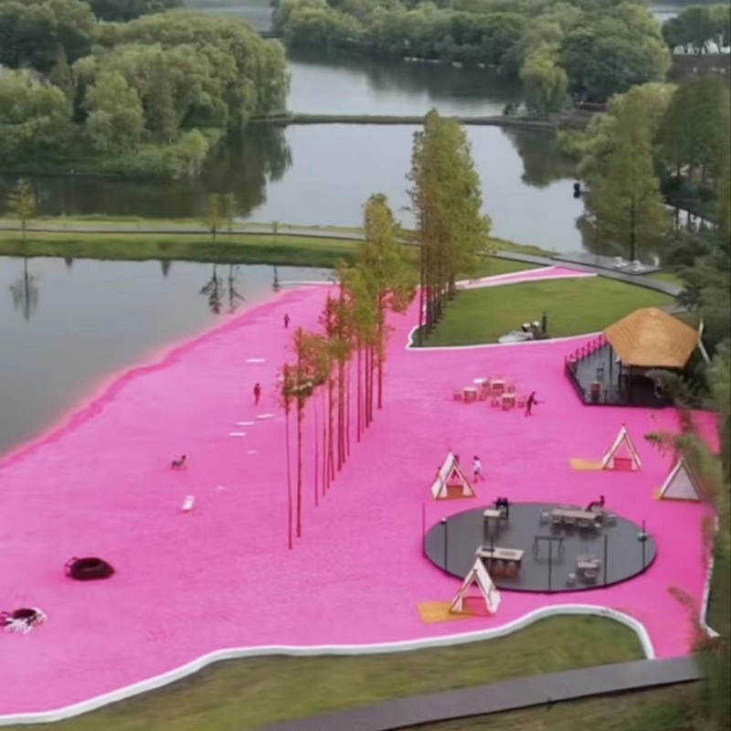 The pink sand manufacturer laid the foundation for the artificial beach with colored sand, wedding decoration with colored sand, children's sand painting with colored pink sand details Picture