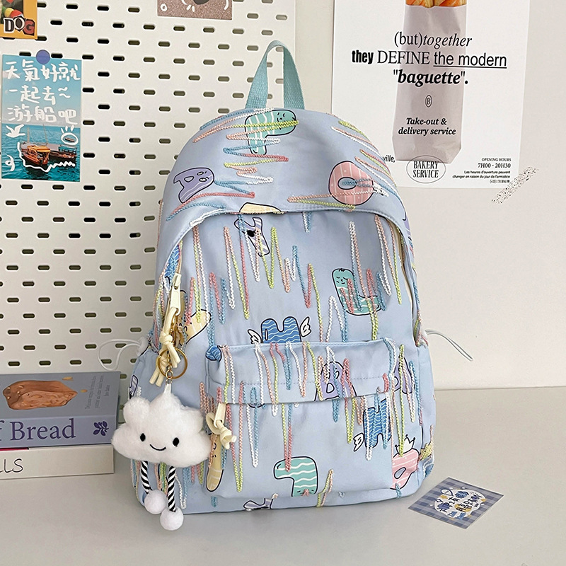 This is a high-appearance-level, large-capacity, ins style backpack for junior high school, senior high school and college students. It's a simple and cute campus backpack Specification drawing