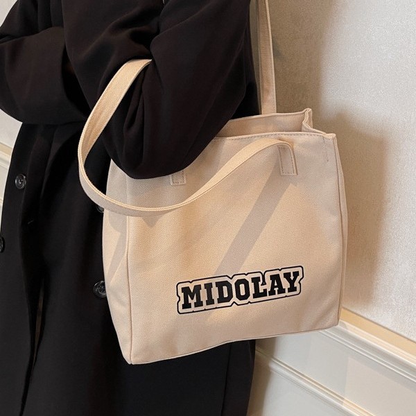 Canvas bag, college student handbag, versatile, large capacity, casual and simple, single-shoulder crossbody bag, commuting bag Specification drawing
