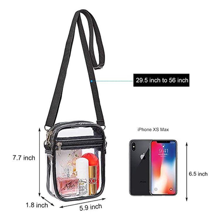 European and American PVC transparent bag, single-shoulder crossbody bag, waterproof multi-functional file bag, travel and outdoor storage, free money bag details Picture