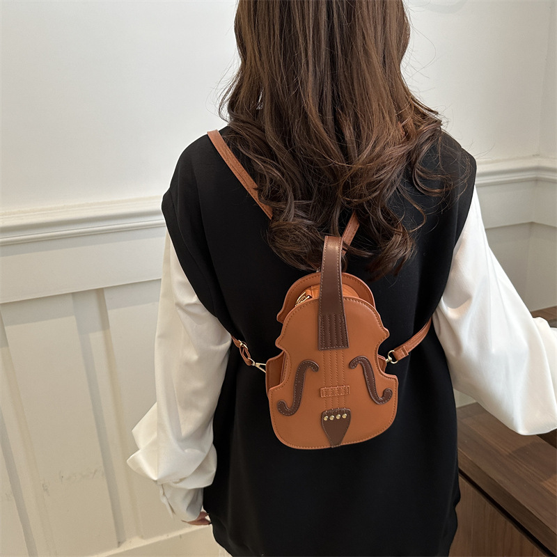 202 Autumn New style organ guitar crossbody bag, European and American violin retro backpack, color-blocking and patchwork commuting bag Specification drawing