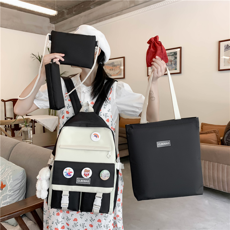 Wholesale of 2025 new Korean style color-blocking and fresh backpacks for both boys and girls in junior and senior high schools details Picture