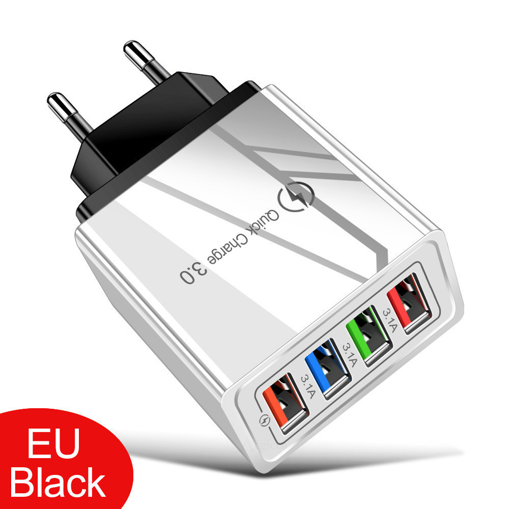 Color 4USB mobile phone charger, European standard charger, cross-border wholesale 3A tablet travel charger, American standard charging head Application Scenario