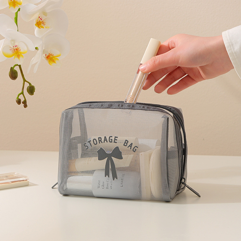 New nylon mesh octagonal makeup bag, large-capacity travel storage bag, water-resistant business trip storage bag, multi-functional Specification drawing
