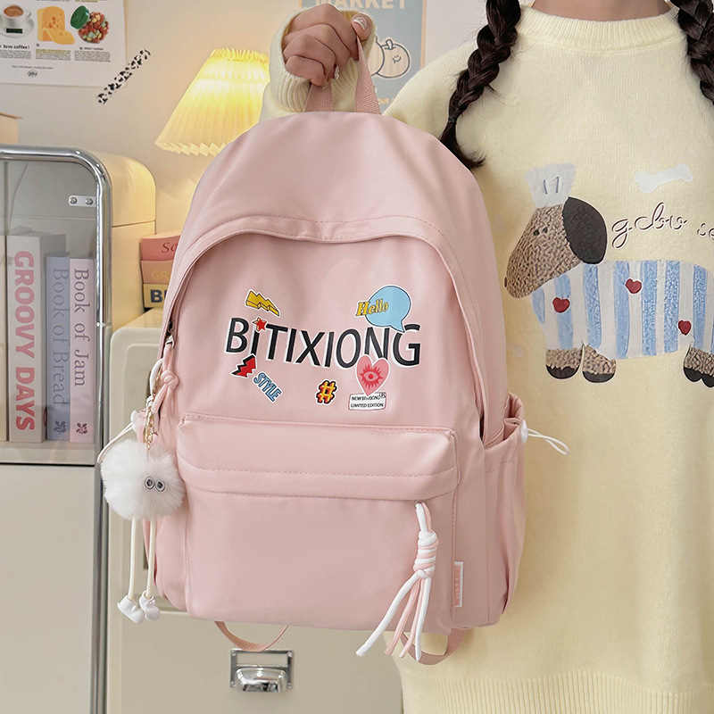 Schoolbag, female college student, Korean Instagram trendy brand, niche high school student backpack, large capacity backpack for outdoor sports details Picture
