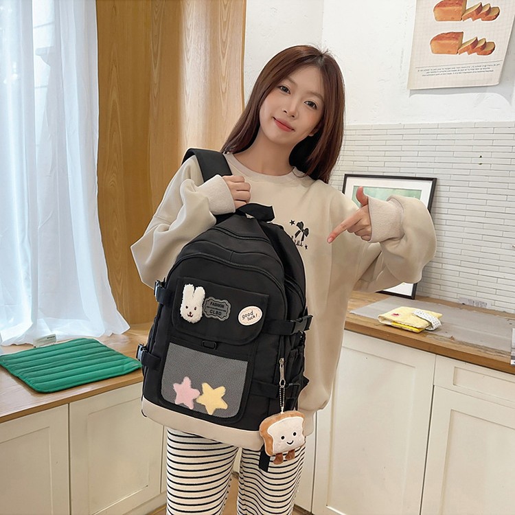 New large-capacity sturdy schoolbag for spring 2025, a backpack for girls, junior high school, senior high school and college students, and a casual commuting backpack Specification drawing