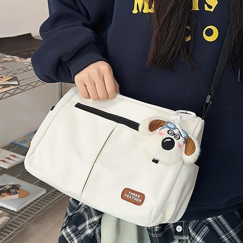 New large-capacity student single-shoulder crossbody bag, Japanese workwear style casual and trendy backpack, commuter messenger bag for men and women details Picture