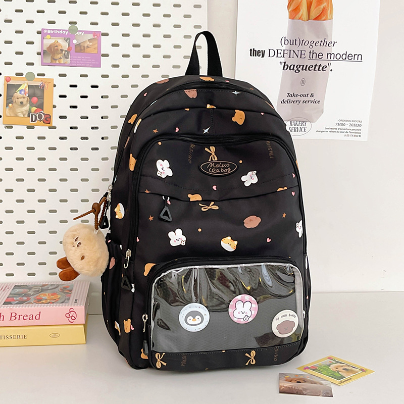 Cute Japanese-style transparent bag, large-capacity backpack, schoolbag for girls, high school and junior high school students, high-appearance-level backpack Specification drawing
