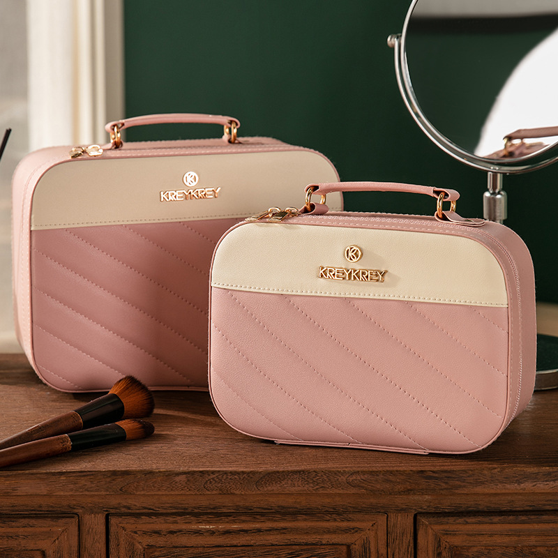 OEM customized skin care and makeup bags, portable large-capacity makeup storage bags, travel multi-functional hand-held makeup cases Specification drawing