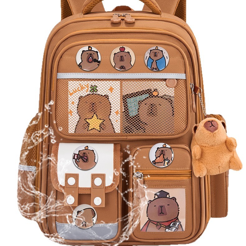 The new Kapibala schoolbag for girls in grades one, two, three to six can reduce the burden and has a large capacity. It is a double backpack for girls Item Picture