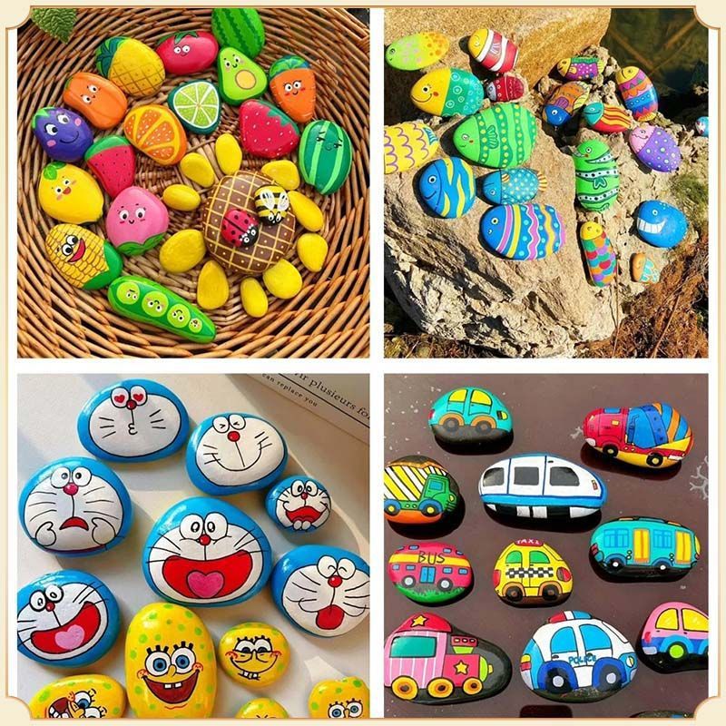 Painting stones, wholesale of stone paintings, painting pebbles, children's painted flat stones, original stone manufacturers, large sizes for hand-painted graffiti details Picture
