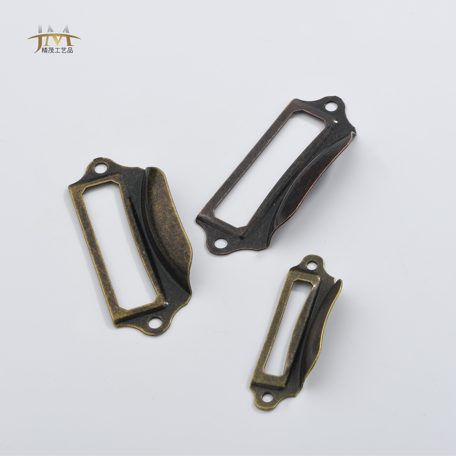 Jingmao Hardware antique label, antique copper drawer handle, label frame, iron sheet business card frame, decorative style with ears Specification drawing