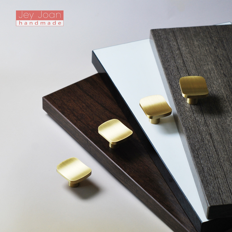 Nordic minimalist square pillow, brass handle, drawer, cabinet, wardrobe door, golden single-hole square handle Application Scenario