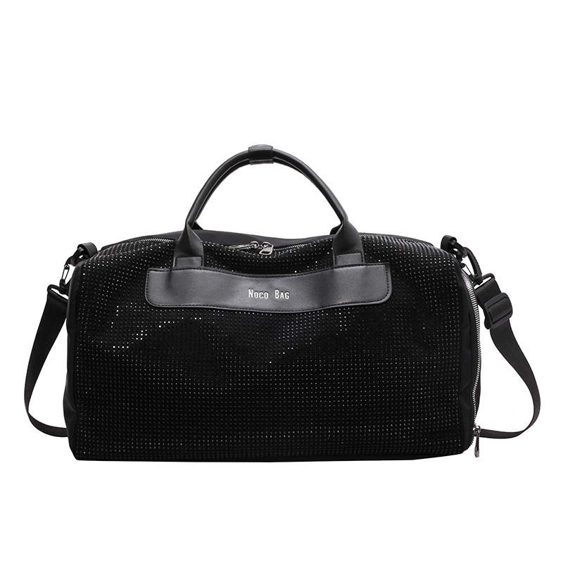 Japanese and Korean fashion yoga and fitness bag 2025 New style large capacity short travel bag texture hot diamond casual crossbody bag Item Picture