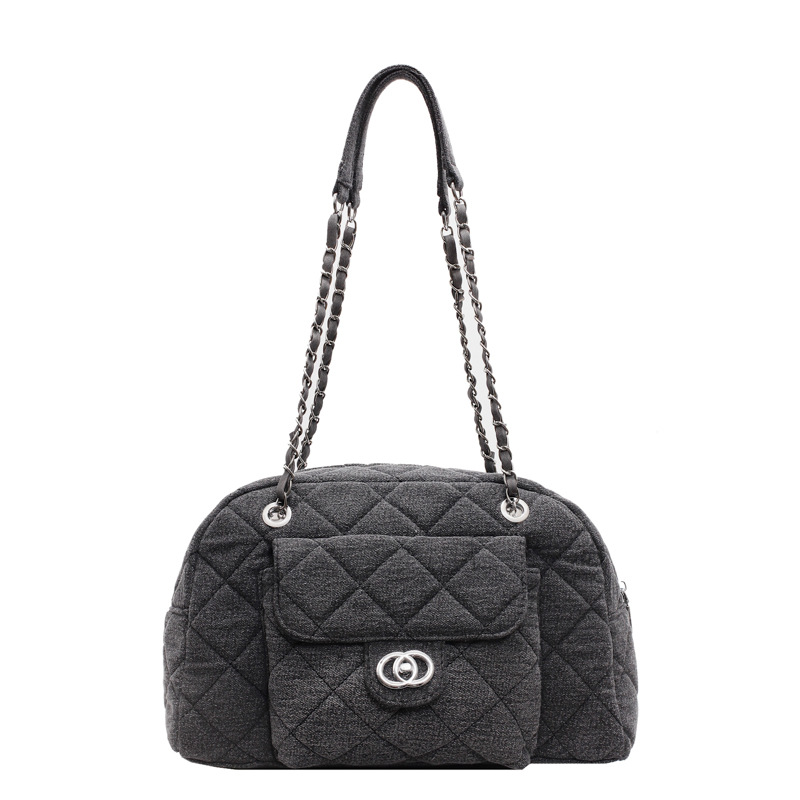 Little Chanel Boston denim bag 2024 Autumn/Winter New underarm bag for women, large-capacity lightweight chain tote bag Item Picture