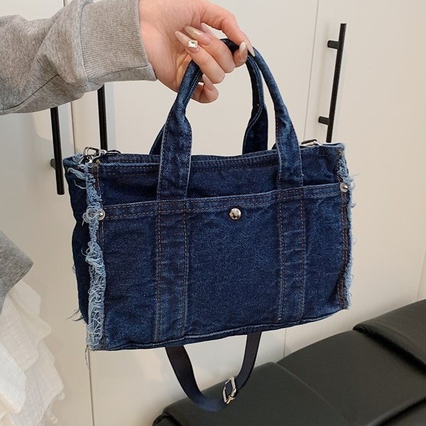 Denim bag for women 2025 New summer casual single-shoulder bag, large-capacity commuter tote bag, hand-held shopping bag full figure