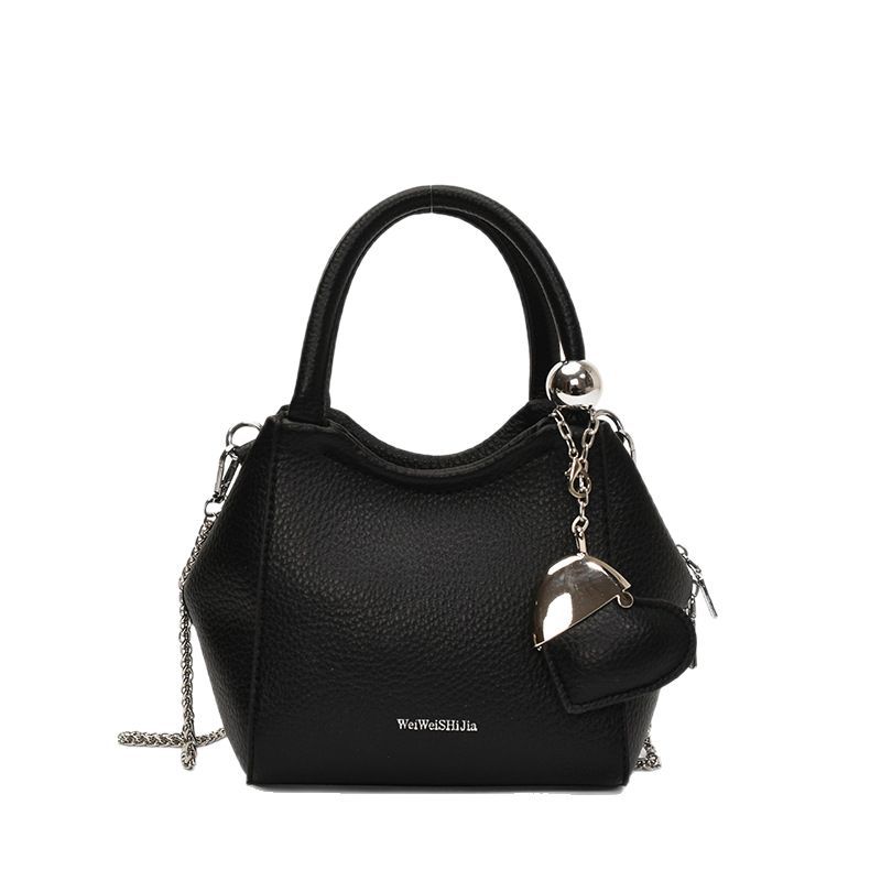 Korean niche lychee pattern handbag for women 2025 new style, stylish and fashionable single-shoulder crossbody bag, casual chain bucket bag Item Picture