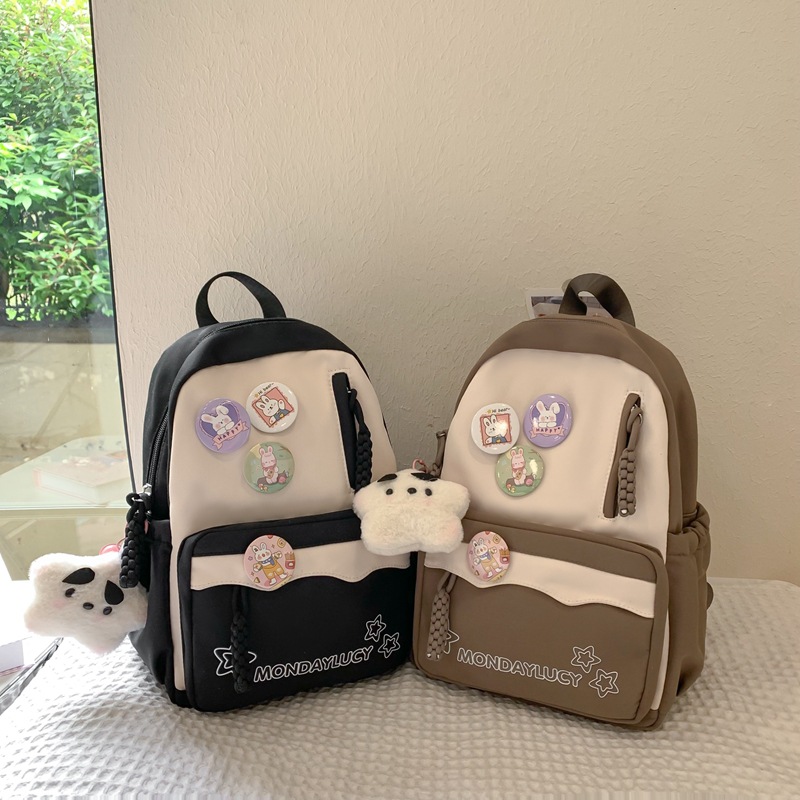 Cross-border high-looking-level soft girl color-blocking girl backpack, cute schoolbag, backpacks for college students, junior high school students and primary school students details Picture