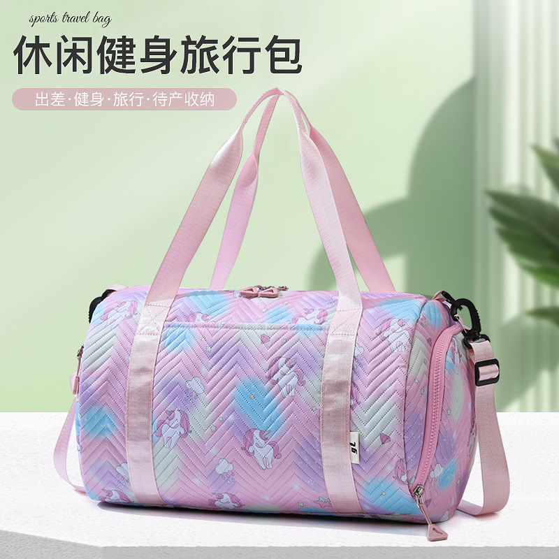 Cross-border manufacturer wholesale travel bags, women's sports storage bags, large-capacity water-resistant, graffiti printed swimming and fitness bags full figure