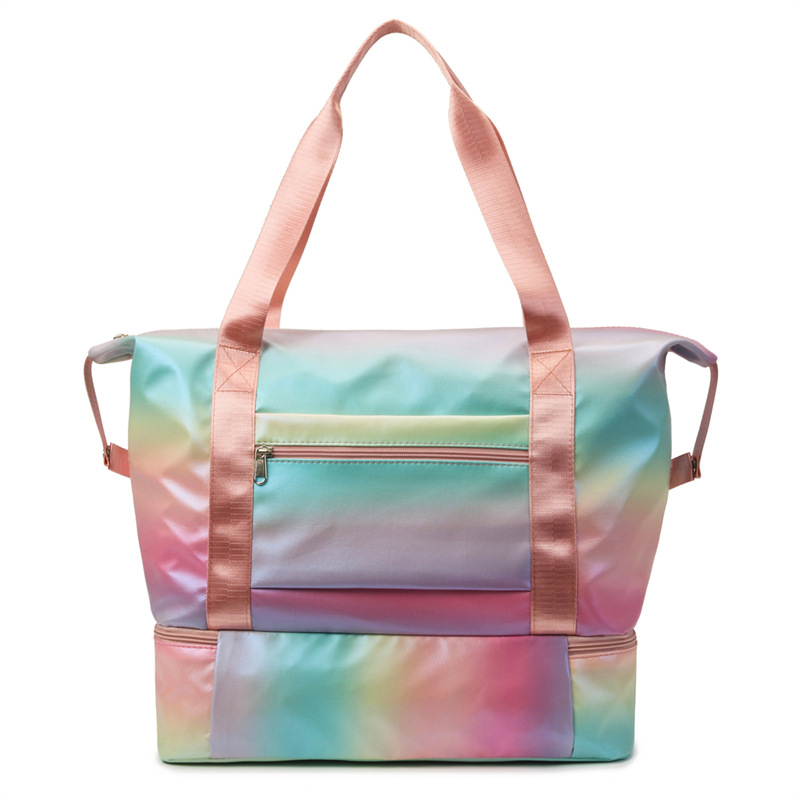 Customizable pearlescent and colorful travel bags, large-capacity short-distance travel bags, lightweight hand-held luggage bags, yoga and fitness bags details Picture