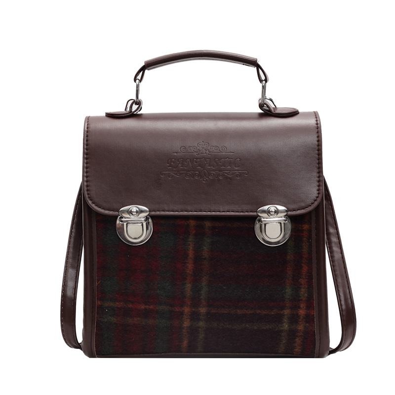 Fashionable checkered Korean style women's backpack 2024 new winter color-blocking and patchwork personalized square bag, crossbody bag, cross-border Item Picture
