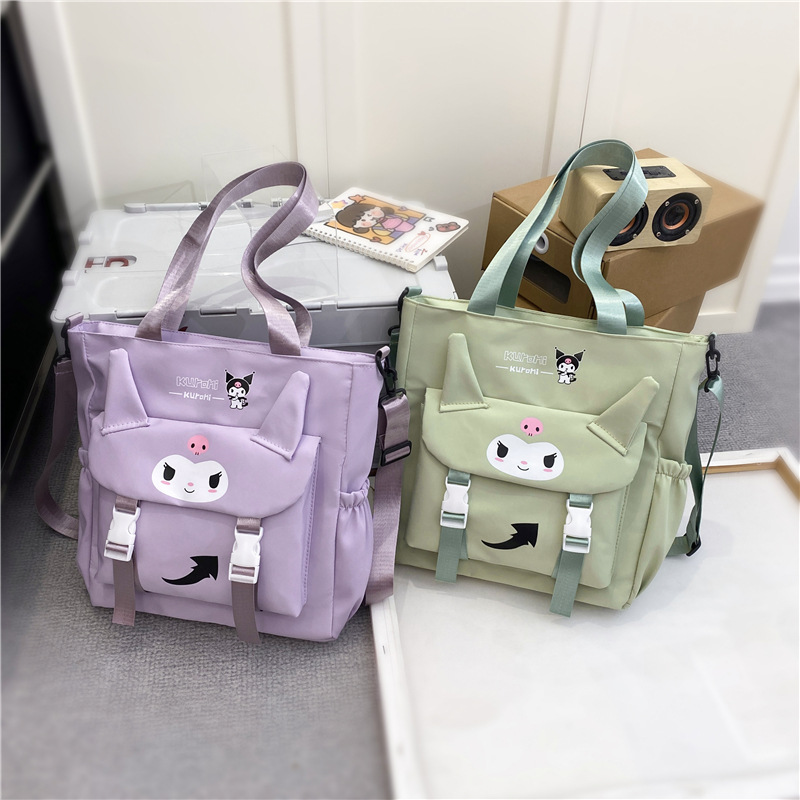 Cute Japanese and Korean cartoon single-shoulder bags, crossbody tote bags, class tutorial bags for junior high school, senior high school and college students, canvas bags full figure