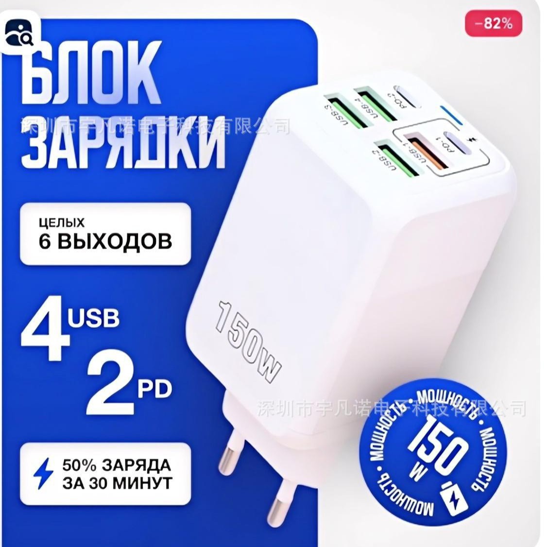 New cross-border product: 150W full-protocol Super fast charging head, multi-port charger, desktop multi-functional adapter Specification drawing