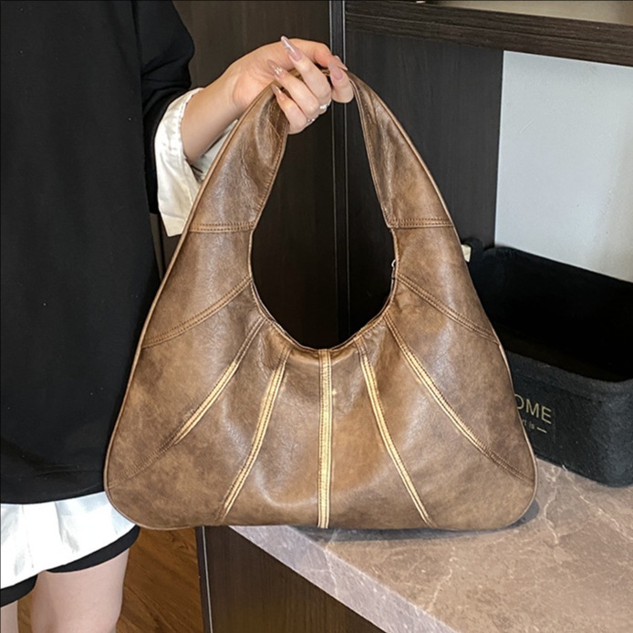 Cross-border 2025 New retro and fashionable large-capacity underarm bag for women, simple and elegant, casual and personalized single-shoulder bag full figure