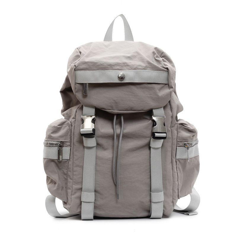 Lightweight, large-capacity, fashionable and simple backpack for both men and women, solid-color capped schoolbag for travel full figure