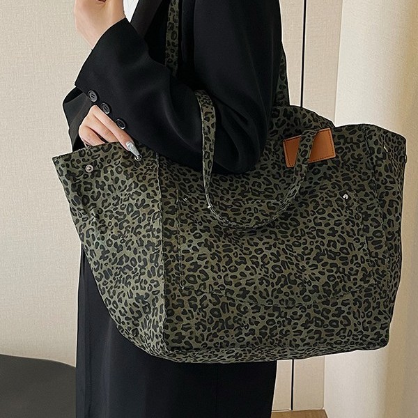 New 2024 women's bags: Leopard print tote bag, open twill bag, large capacity bag, shoulder bag, student tutorial bag, Mommy Specification drawing