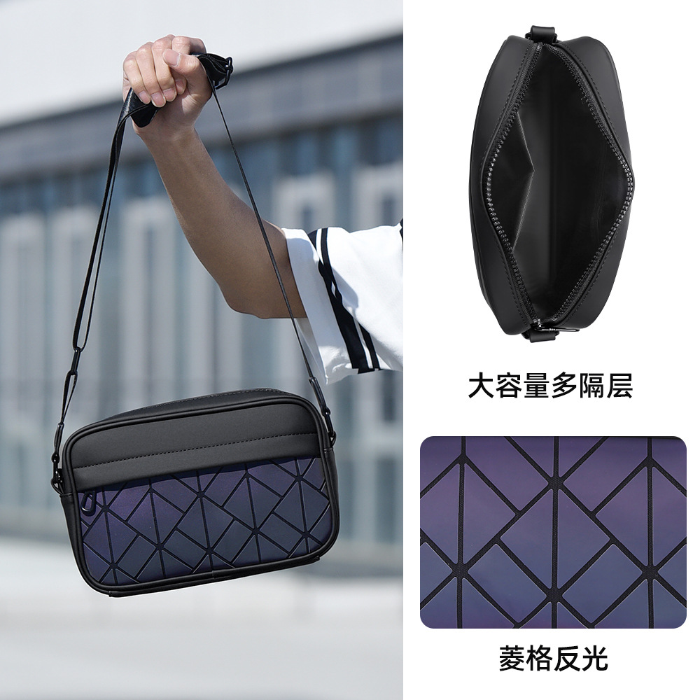 New colorful diamond-shaped men's crossbody bag, travel small backpack, laser reflective fashionable and trendy chest bag, single-shoulder bag Application Scenario