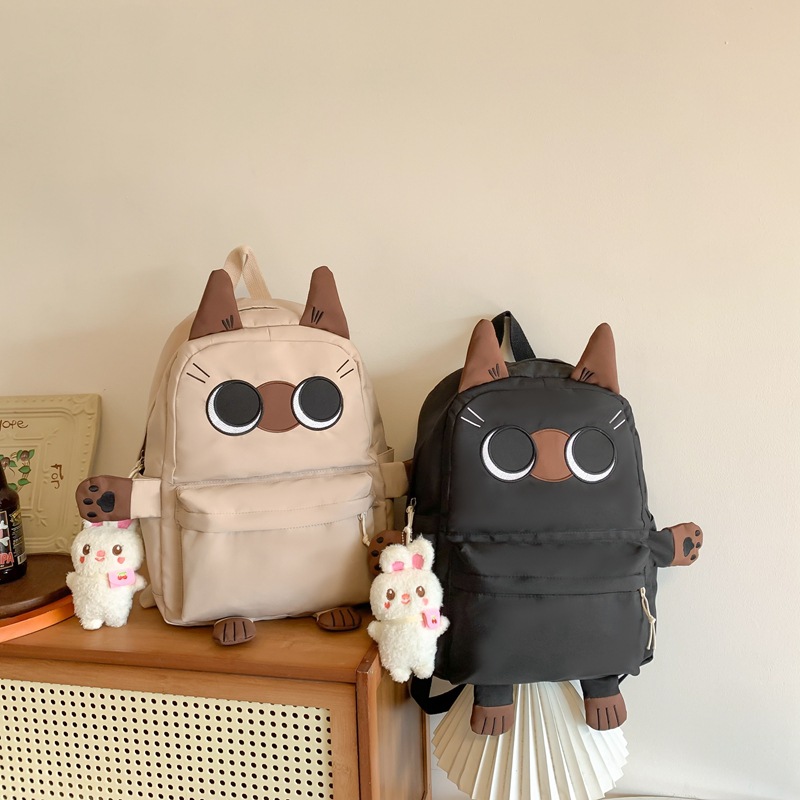 Cross-border schoolbag, cute kitten for junior high school students, ugly and cute backpack, large-capacity schoolbag for senior high school students, backpack travel details Picture
