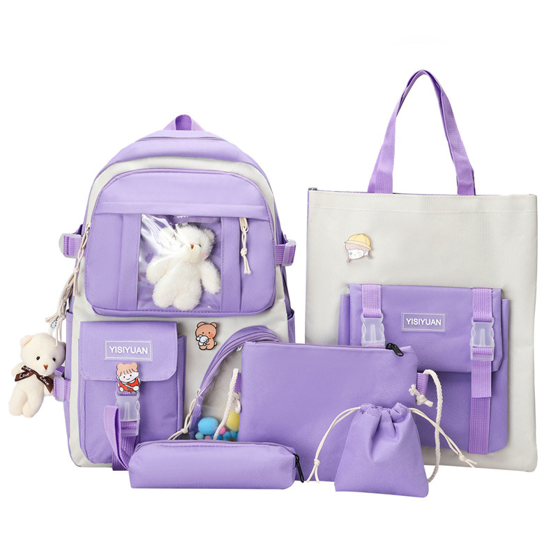 A new Korean-style high school student schoolbag, a lightweight Harajuku Instagram casual backpack set for girls Item Picture