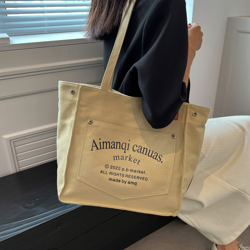 Canvas bag for women, 2022 New large-capacity women's bag, fashionable Korean-style tote bag, single-shoulder bag for female college students in class full figure