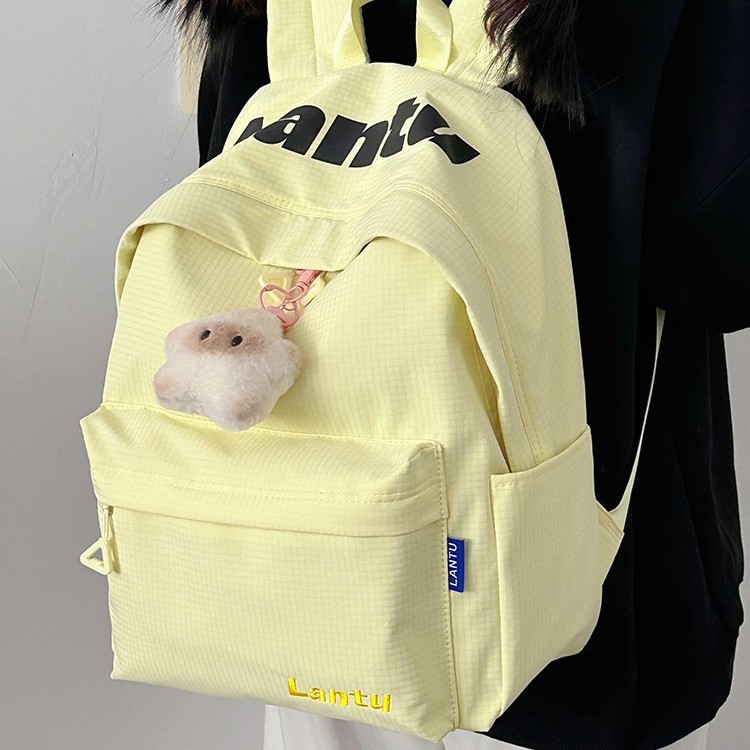 Double-shoulder school-style mother-daughter schoolbag, a fashionable girl's fresh and clean ins style solid color fashionable large-capacity backpack full figure