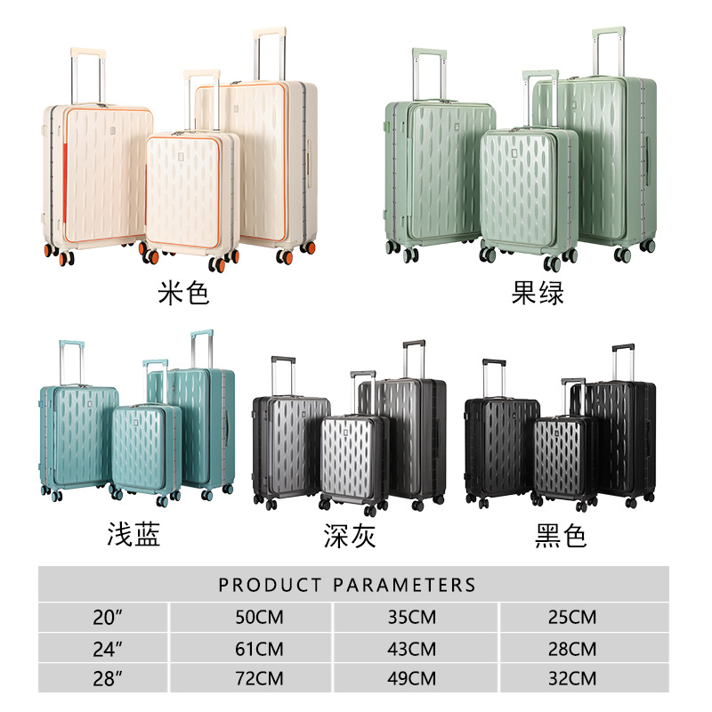 Customized luggage: 20-inch, 24-inch, 28-inch three-handle suitcase, multi-functional leisure travel suitcase, PC hard shell carry-on suitcase Application Scenario