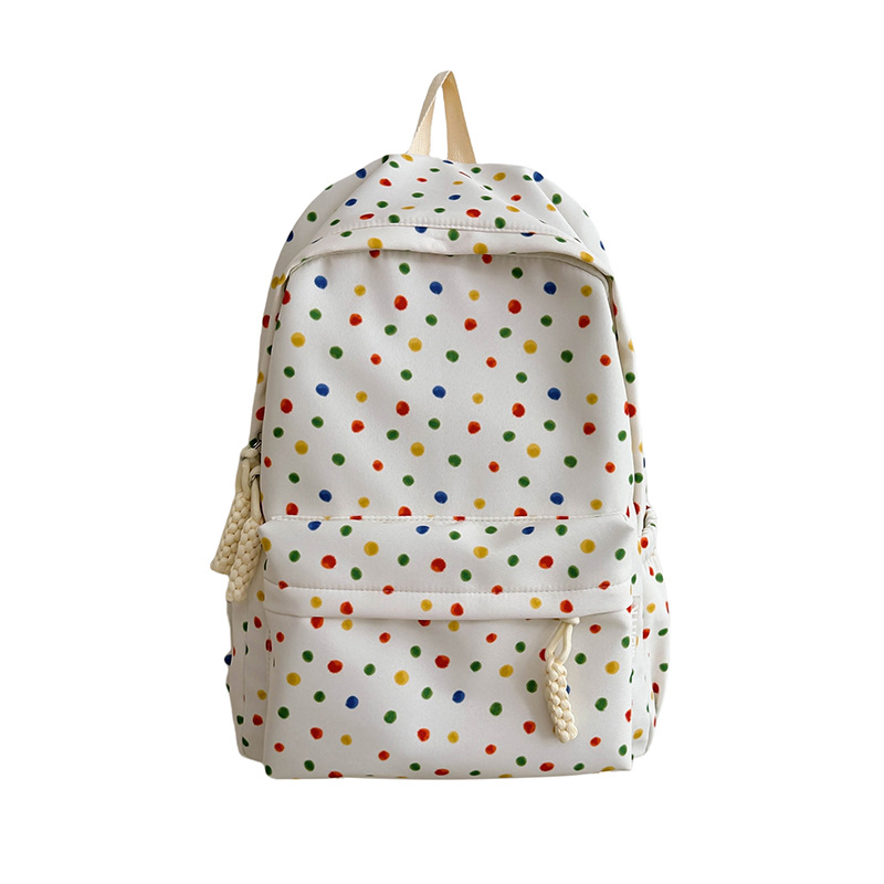 Cute and soft polka dot schoolbag, new high school, junior high school and college students' backpack, travel lightweight and load-reducing backpack Item Picture