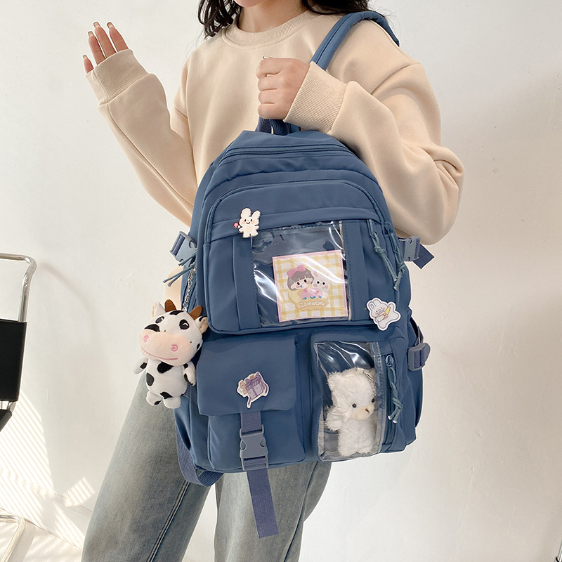 Cute and fashionable schoolbag, high school girl, junior high school student, high appearance level, dirt-resistant backpack, large-capacity computer bag details Picture