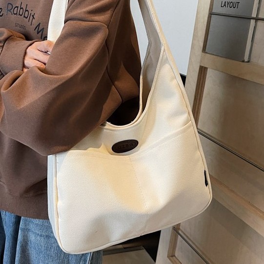Large-capacity simple fabric bag, 2025 new Korean style, fashionable and versatile single-shoulder bag, casual commuting handbag for work full figure