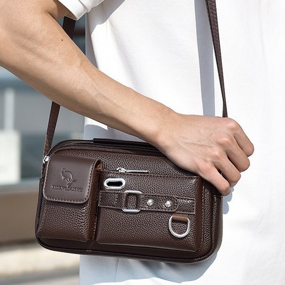 Men's handbags, business men's briefcases, horizontal computer bags, single-shoulder crossbody bags, trendy large capacity, cross-border full figure