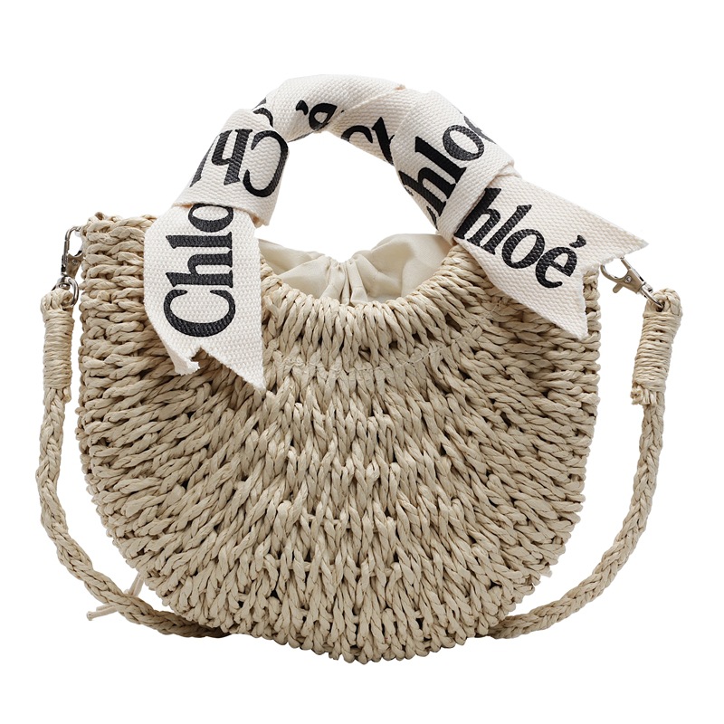 2025 Straw woven bag, stylish girls' handbag, fresh and clean Spring and Summer new vacation style casual beach crossbody bag Item Picture
