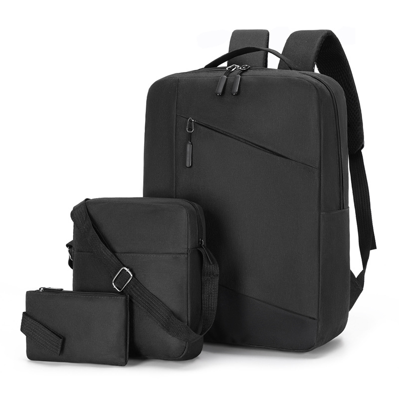 A large-capacity casual men's backpack set of three pieces, a simple business commuting computer backpack, and an Oxford cloth travel crossbody bag Specification drawing