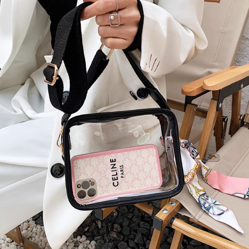 New transparent jelly bag for women's crossbody, PVC personalized mobile phone, cross-border casual and stylish, small square bag, trendy Specification drawing