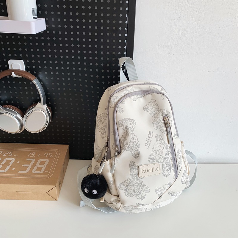 Cute Instagram bear mini backpack, small schoolbag for female college students, casual small backpack, campus travel bag for girls details Picture
