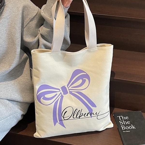 New butterfly canvas bag, cartoon Harajuku, fresh and cute single-shoulder bag, fashionable handbag for girls, commuting bag full figure